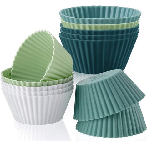 Moule à muffins rond en silicone Morandi, coloré, pour tartelettes aux œufs et œufs vapeur, lot de 12. (1/5)