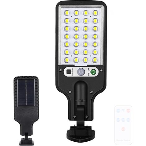 LED Solaire Extérieur Applique Murale avec Détecteur de Mouvement Lampe Murale avec Télécommande IP65 Étanche Eclairage Mural Sans Fil pour Jardin Garage Porche Cour 6500K Noire (Lumière Blanche)