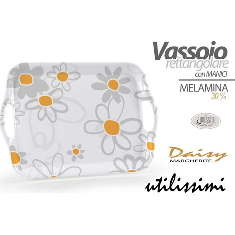 Vassoio da Portata in Melamina Rettangolare Decoro Margherite 41 x 29 cm (1/2)