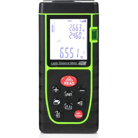 Télémètre laser portable 40 m – Précision ± 3 mm – Plage de température 0-40 ℃ – Étanchéité IP54 – Mesure continue et Pythagore (1/5)
