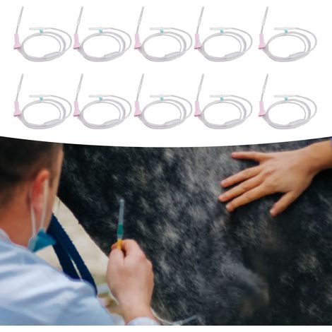 10 Veterinär-Infusionssets, Einweg-Infusionsnadeln, Schläuche für die intravenöse Infusion bei Tieren, praktische Nadeln, Infusionsausrüstung, Infusionsset Größe 16 (1/5)