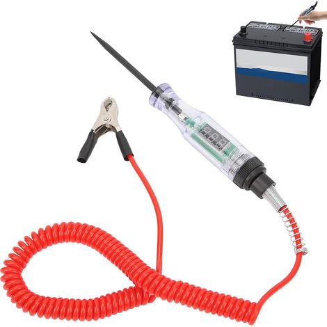 Testeur Fusible Voiture,Stylo Testeur de Tension Automobile DC 6V 12V 24V Testeur de Tension avec écran LCD, Pince Crocodile, fil à Ressort (1/5)