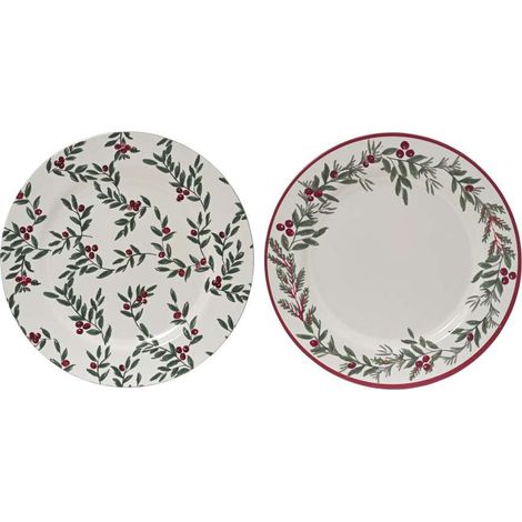 Piatto Polipropilene Verde Decorato Diametro 33 cm - Design Foglie
