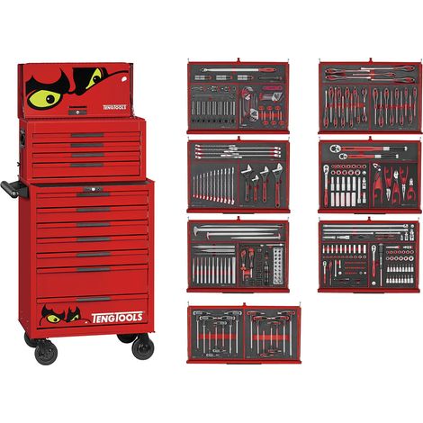 Servante d'outils professionnelle complète 417 outils rangés dans modules mousse EVA haute densité Teng Tools TKS26R418F (1/5)