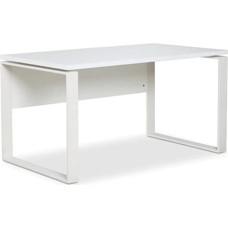 Composad Scrivania della Linea DISEGNO con gambe in metallo, Scrivania PC Moderna, (LxAxP) 140x74,50x80 cm, Colore Bianco Laccato, per Ufficio, Studio, Cameretta, Made in Italy (1/5)