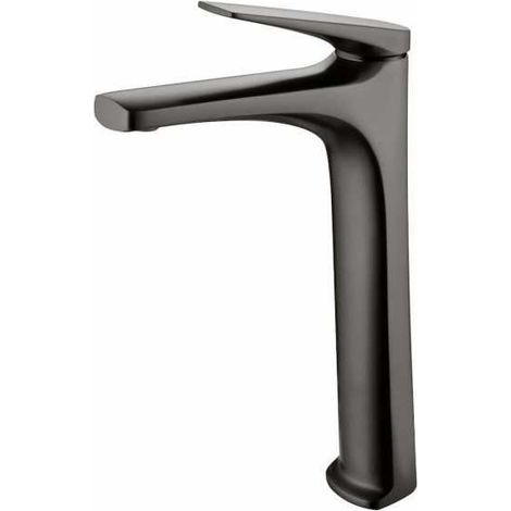 IMEX Serie DELOS BDD055-3BGM – Hocharmatur für Waschtisch aus schwarzem Gun Metal-Messing mit keramischer Ø28 mm Kartusche 2-flexible 3-8 Sets Höhe 288 mm Ausladung 175 mm (1/3)