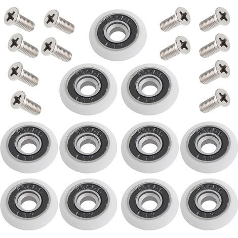 12 piezas de rodillos para puertas de ducha, rodillos para puertas correderas, rodillos para puertas de ducha, rodillos para puertas, con tornillos, para puertas correderas de ducha, color blanco, 23  (1/5)