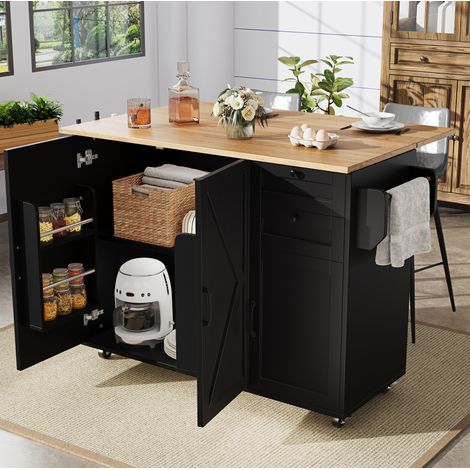 table repas rangement mobile MDF noir 120 x 71 cm OKMYHOME (1/5)