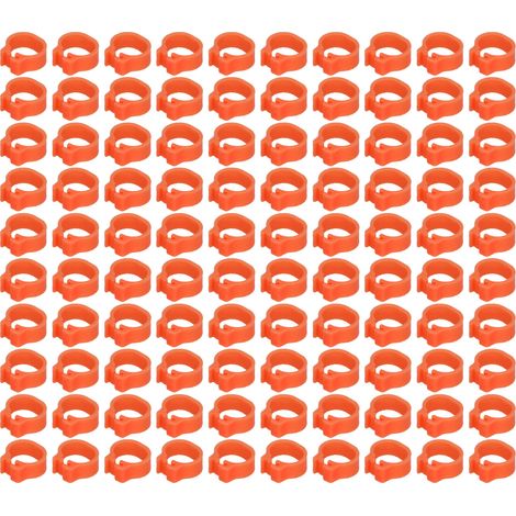 100 Taubenbeinringe (8 mm), Geflügelkennzeichnungsringe, unmarkiert, Geflügelzubehör, 100er-Packung, orange (1/5)