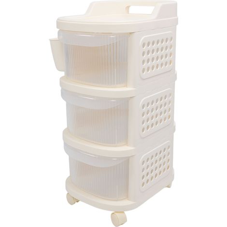 Eosnow Table à langer pour bébé, chariot avec roulettes, organisateur de rangement des essentiels de la pépinière pour nouveau-né, Type de tiroir mobile à 3 couches (1/5)