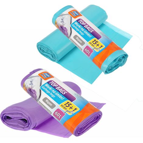 Müllsäcke, zugebunden, TOP-Säcke, 60 l, 16 Stück. (1/4)