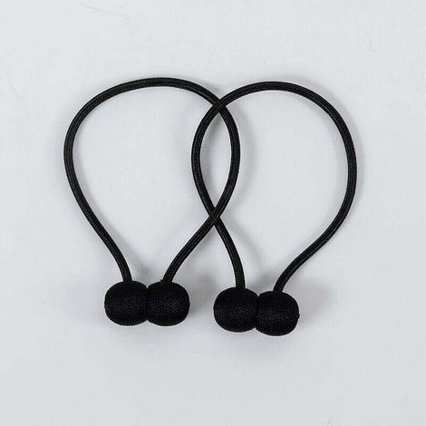 Set di 2 fermatende magnetici - Corda per tende intrecciata nera con magnete potente per camera da letto, soggiorno, ufficio (1/4)