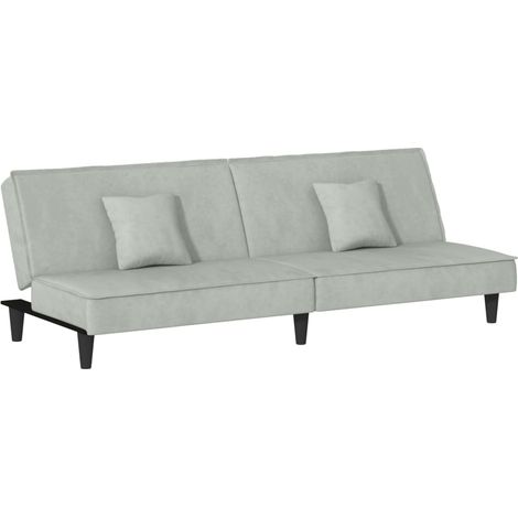 Divano letto 200 x 89 x 70 cm velluto grigio chiaro 020019834