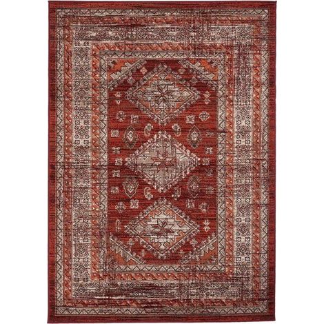 Tapis oriental 60x110 orange rectangle motif ethnique LYN1 DAZOR (1/4)