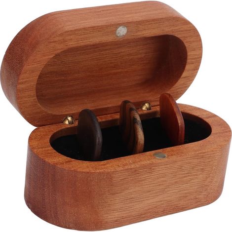 Boîte de rangement en bois pour médiators (3 inclus) - Petit accessoire - Organisateur pour basse, mandoline, banjo, ukulélé - Décoration pour café/salon - 85 x 45 x 40 mm (1/4)