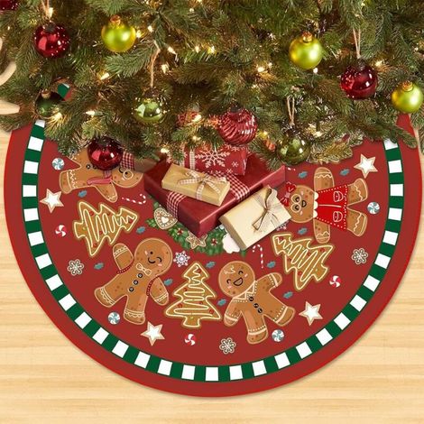 Bonhommes en Pain D'épice Jupe de Sapin de Noël, Bonhomme de Neige Jupe de Sapin, 90cm Rond Couvre Tapis Sapin deNoel, Exquis JupeSapindeNoel, Tapis de Sapin de Noel Décoration de Scène (1/5)