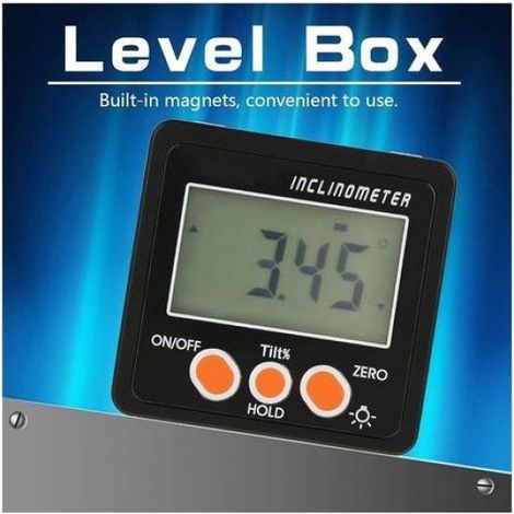 Inclinomètre numérique - Base magnétique Écran LCD rétroéclairé - Menuiserie et automobile (1/5)