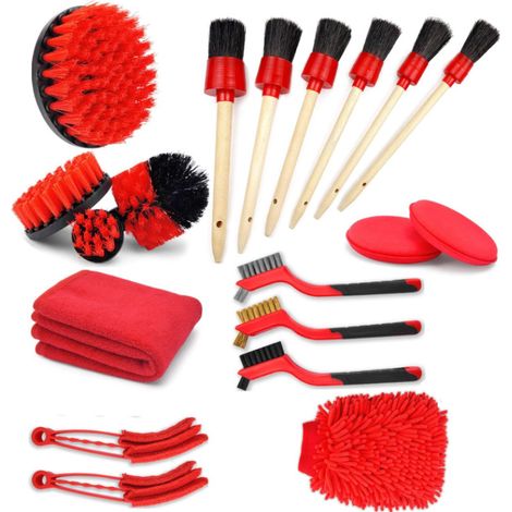 Jiajia AI, Kit Nettoyage Voiture Brosse Lavage Voiture Pinceau Detailing, 19 Pièces pour jardin, terrasse et e (1/5)
