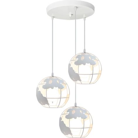 Lampe À Suspension Rétro Vintage En Métal Blanc 3 Lumières Plafonnier Industriel Créatif Pour Chambre À Coucher, Café Et Bar (1/5)