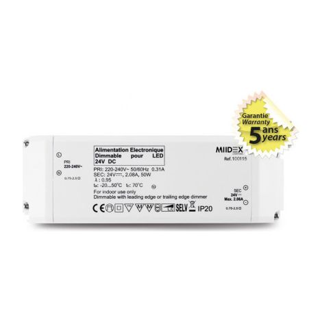 Alimentation LED Dimmable AC220-240V DC24V 50W IP20 184x61mm