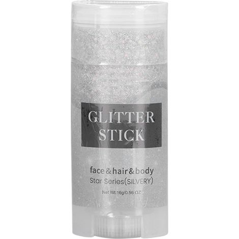 Bâtonnet de paillettes argentées pour le corps, bâtonnet scintillant nacré et irisé pour les poils du corps, idéal pour les fêtes et les spectacles. (1/5)