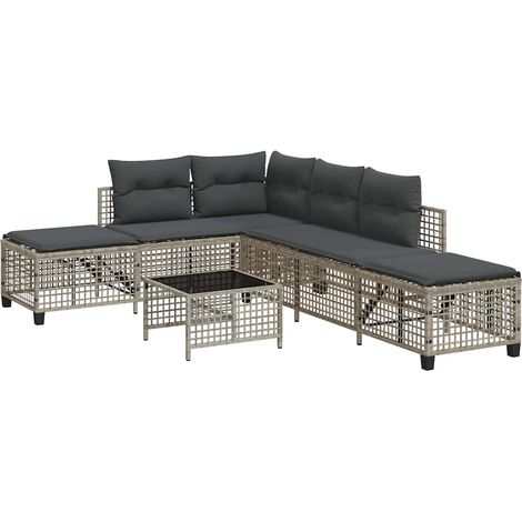 Maison Exclusive - 3-tlg. Garten-Ecksofa-Set mit Kissen Hellgrau