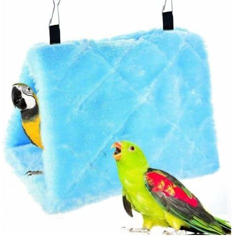 Nid d'oiseau chaud pour l'hiver, abri pour perroquets, perruches, calopsittes, amazones, cacatoès, canaris, inséparables, pinsons, cage à jouets bleue (1/3)