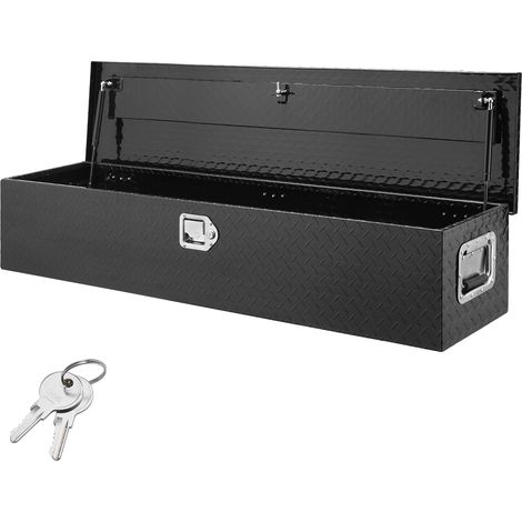 Boîte à Outils pour Camion en Aluminium 121,9x38,1x38,1 cm Coffre de Benne de Pick-up Verrouillable avec Clés et Poignées Latérales pour Rangement de Benne de Voiture Camping-car Remorque Noir (1/5)