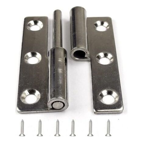 Set di 4 cerniere per porte rimovibili da 6,3 cm, in acciaio inox, con apertura a sollevamento per mancini. (1/5)
