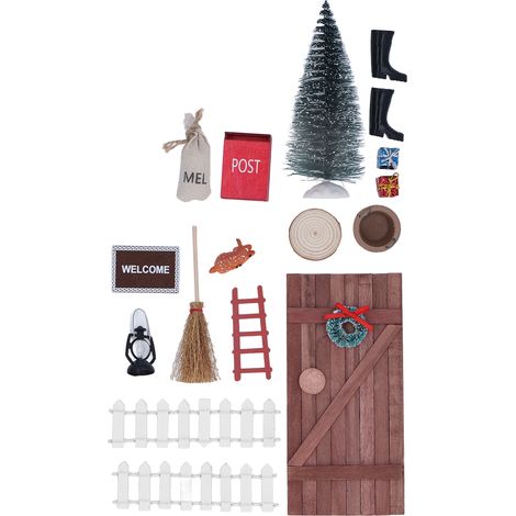 Kit de porte de fée de Noël miniature en bois, adorable et colorée, à l'échelle 1/12 ou 1/6. (1/5)