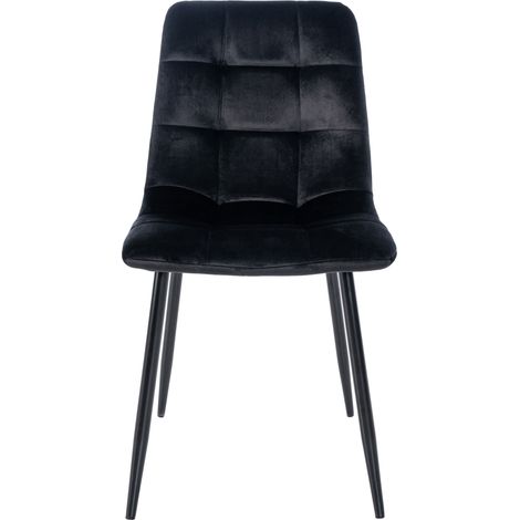 CLP – Chaise de salle à manger Antibes en velours – Pieds en métal noir – Assise rembourrée – Hauteur 84 cm – Largeur 45 cm – Pour intérieur moderne (1/8)