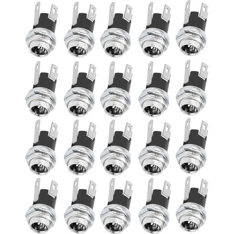 20 DC-Strombuchsen (weiblich) mit 5,5 x 2,1 mm Gewindemutter, DC025M Einbaustecker (1/5)