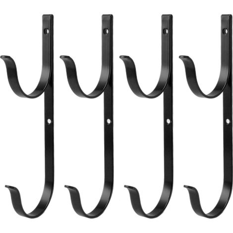 Lot de 4 supports de fixation pour perche de piscine, en alliage d'aluminium professionnel, avec crochet pour perches, brosses, tuyaux d'aspirateur et outils de jardin (noir). (1/5)