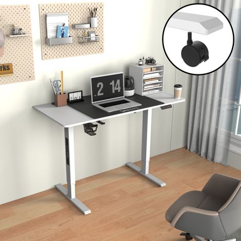 Höhenverstellbarer Tisch mit Rollen Stryn 120x60cm weiß [pro.tec]