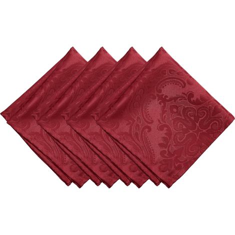 Lot de 4 Serviettes de Table, Polyester, Rouge, 43,2 cm x 43,2 cm (1/5)