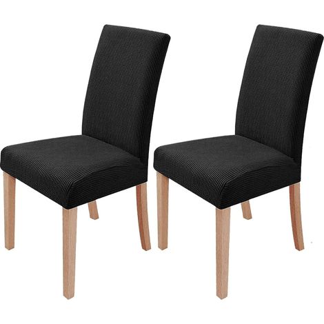 MINKUROW - Juego De 2 Fundas Elásticas Para Sillas De Comedor, Extraíbles Y Lavables, Fundas Para Sillas De Comedor, Modernas Y Elásticas, Decoración Para Banquetes De Oficina, Bodas, Fiestas (Negro) (1/5)