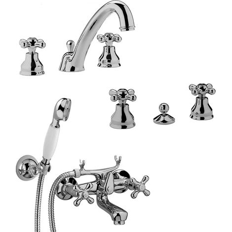 Set miscelatori Paffoni Iris a tre fori lavabo bidet e vasca con scarico incluso (1/5)