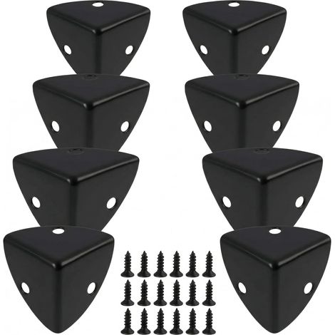 Protection Angle Meuble, Renfort Coin de Table Haute Résistance, Cornière Métal Noir, Conception Trois Côtés, Lot de 8 Protections d'angle en Métal pour Boîtes en Bois et Meubles, Fer 23mm (1/5)