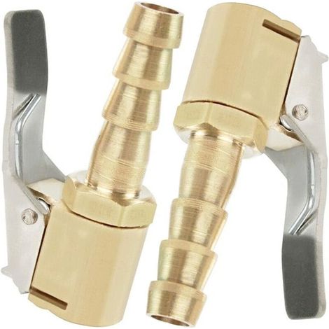 2 Pièces Embout de Gonflage,Embout Gonflage Pneu Voiture,Embout Gonfleur avec Clip,Gonflage Valve Clip Pince Connecteur Adaptateur,pour Valves de Pneu,en Laiton,8mm (1/4)