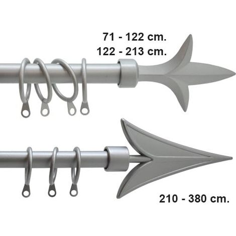 Scorritenda In Acciaio Etruria Silver Lancia Finiruta Argento 71-122 Cm 1pz (1/2)