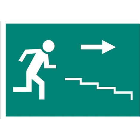 Señal de pictograma luminiscente Salida Escalera derecha "Bajada"                                                   Señal PVC luminiscente       210X148
