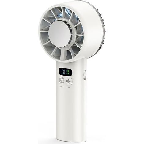 Tragbarer Handventilator, Mini-Turbinenventilator, Taschenventilator mit 5200-mAh-Akku, Kühlung, einstellbare Geschwindigkeit (1-100), für Reisen, Camping und Outdoor (weiß)