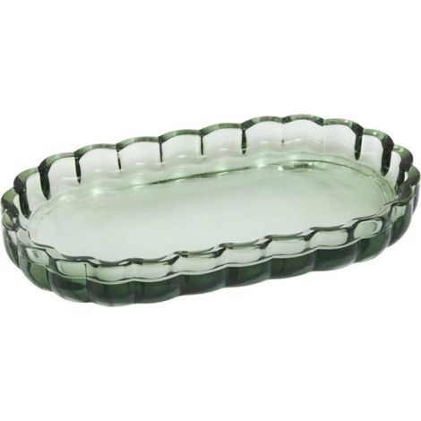 Plateau de Salle de Bain en Verre "Floréa" 19cm Vert
