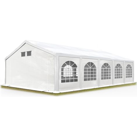 TOOLPORT Party Tent Marquee 5x10 m white PROFESSIONAL PE 550 N waterproof tarpaulin UV-resistant with groundbar garden tent (1/5)