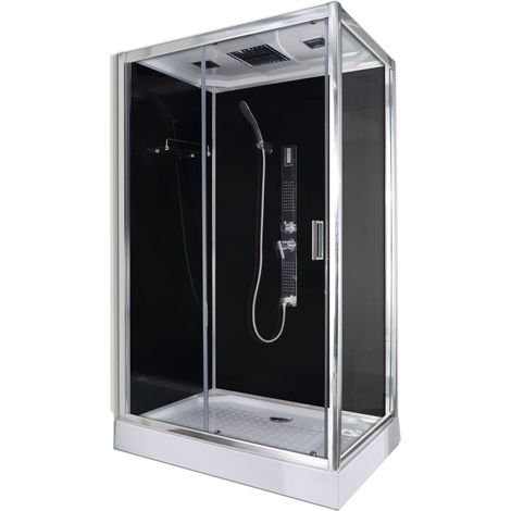 Sanotechnik Komplettduschkabine TREND 3 Glaspaneel schwarz 80cm x 120cm x 215cm (1/5)
