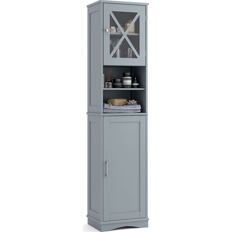 COSTWAY 67” Tall Bathroom Cabinet Freestanding Storage Cabinet-Grey (1/5)