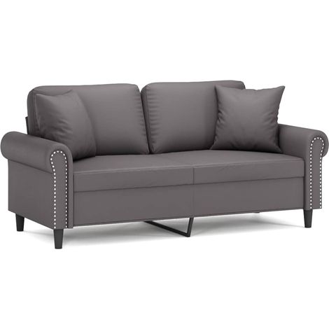 Maison Exclusive - Canapé 2 places avec oreillers décoratifs gris 140cm similicuir
