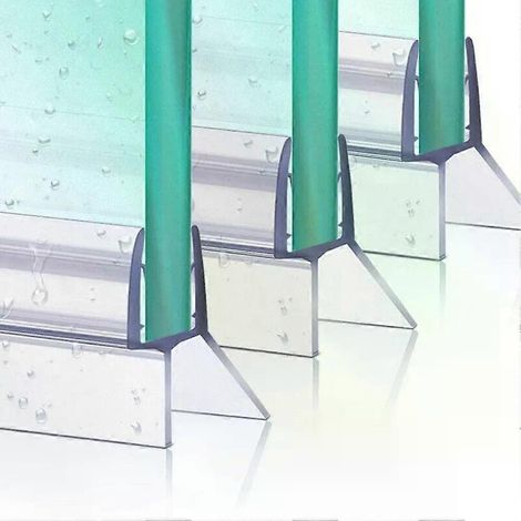 Lot de 2 joints d'étanchéité pour paroi de douche, porte en verre, joint d'étanchéité portable pour fenêtre à fond en verre, coupe-vent et résistant à l'eau (1/4)
