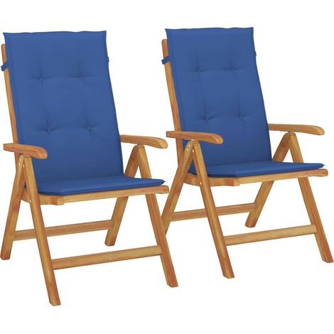 Maison Exclusive - Sillas de jardín reclinables y cojines 2 uds madera maciza teca (1/5)