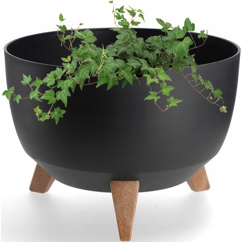 Fioriera KADAX con piedini e supporto per fiori, ciotola rotonda da 33 cm, nera (1/5)